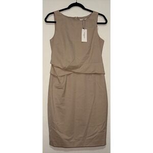 LK Bennett Clara Tan Beige Wool Blend Layered Dress NWT Size 6 US Classic Career
